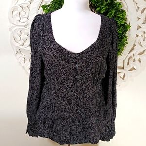 LOFT BLACK WHITE DOT TOP NEW WITH TAGS SIZE S